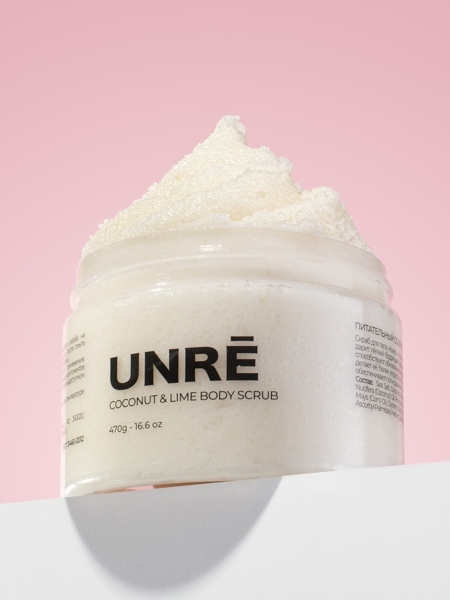 Скраб для тела соляной питательный UNRE Кокос и Лайм, 470г